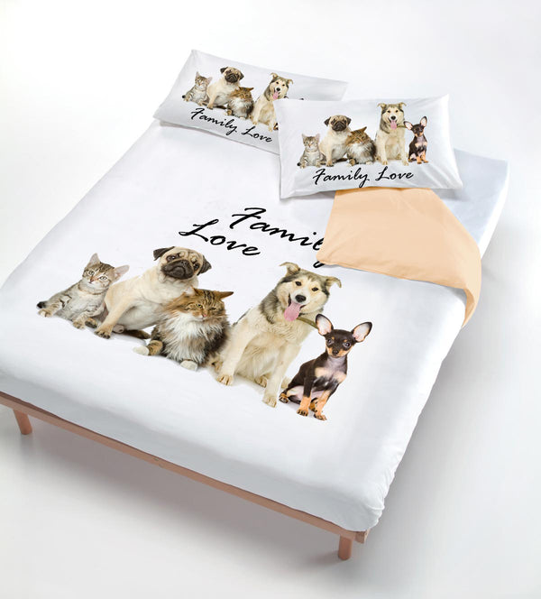 Housse de couette avec impression sur le sac et taies d'oreiller Family Love acquista