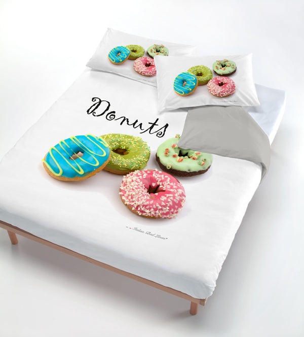 sconto Housse de couette avec impression sur le sac et taies d'oreiller Donuts Donuts