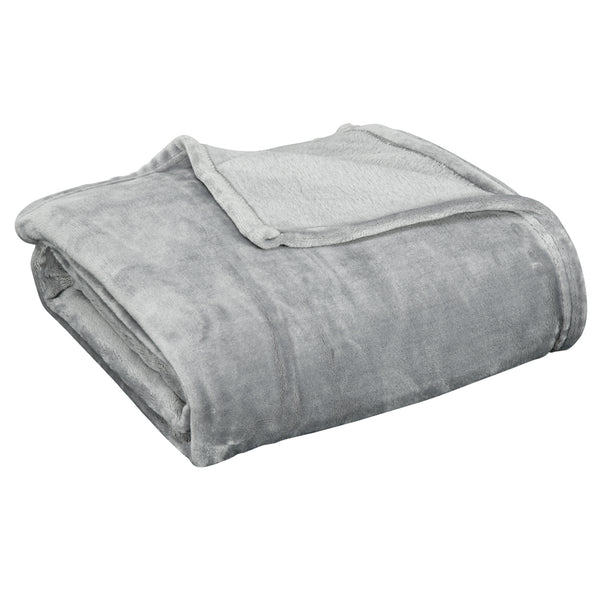 sconto Coperta Plaid Dubleface 203x152x0,5 cm in Flanella 330 GSM Grigio