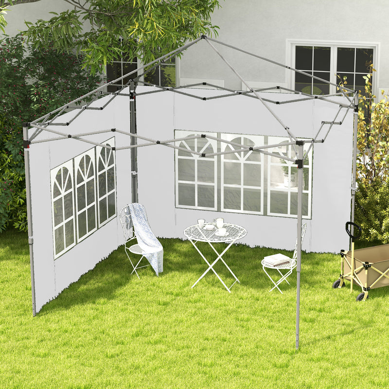 Pareti per Gazebo 3x3m o 3x4m 295x195 cm in Plastica e Tessuto Oxford Bianco-2