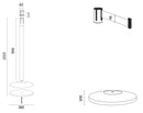 2 Colonnine Tendinastro 3 metri in Acciaio Inox Spazzolato Ø36x101 cm Nastro Arancione-6