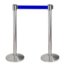 2 Colonnine Tendinastro 3 metri in Acciaio Inox Spazzolato Ø36x101 cm Nastro Blu-1