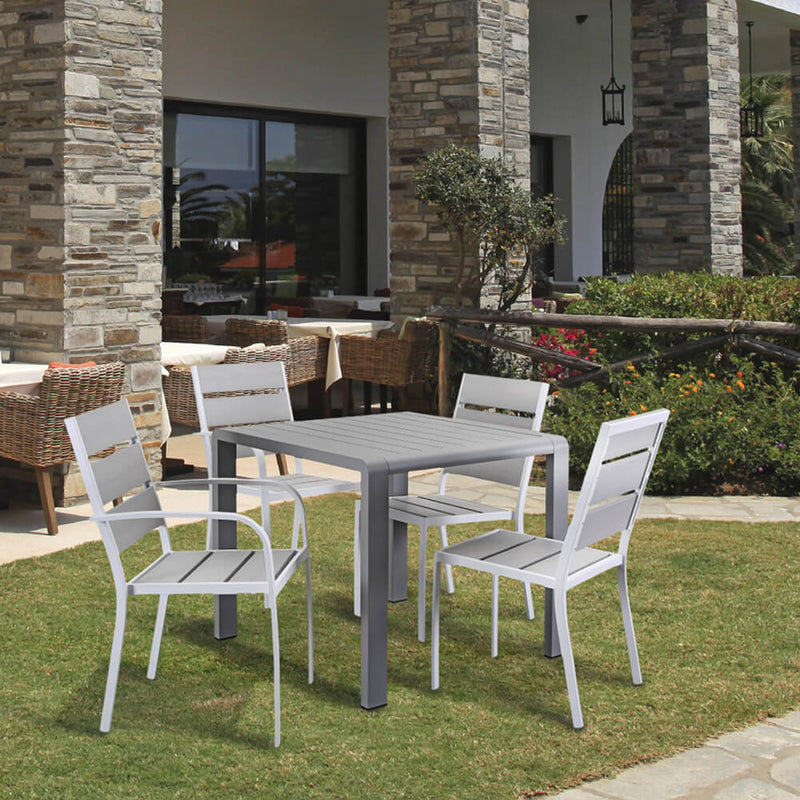 Tavolo da Giardino 90x88,5x75 cm in Alluminio Kraus Modigliani Grigio-2