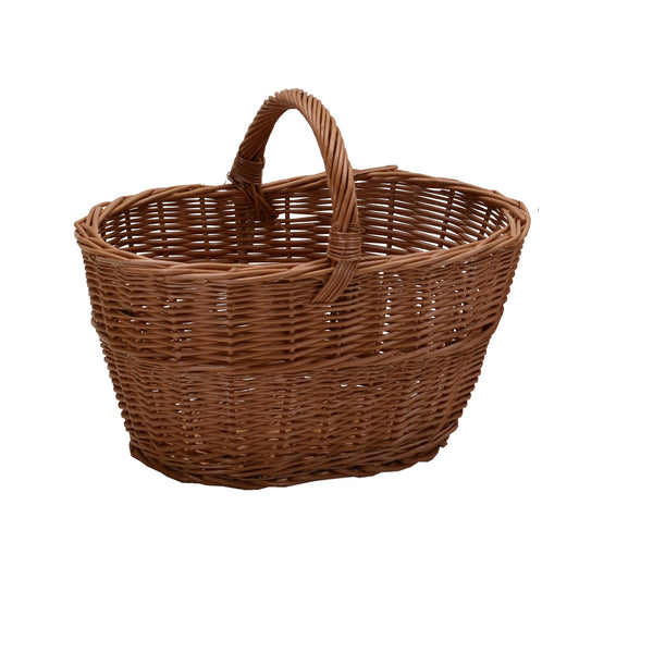 Panier à bois de chauffage en osier européen avec poignée basse, grand ovale cm 55x35xh28/39 online