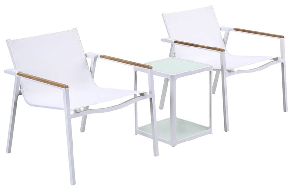 Ensemble de table basse et 2 chaises de jardin en aluminium blanc Kraus Raffaello online