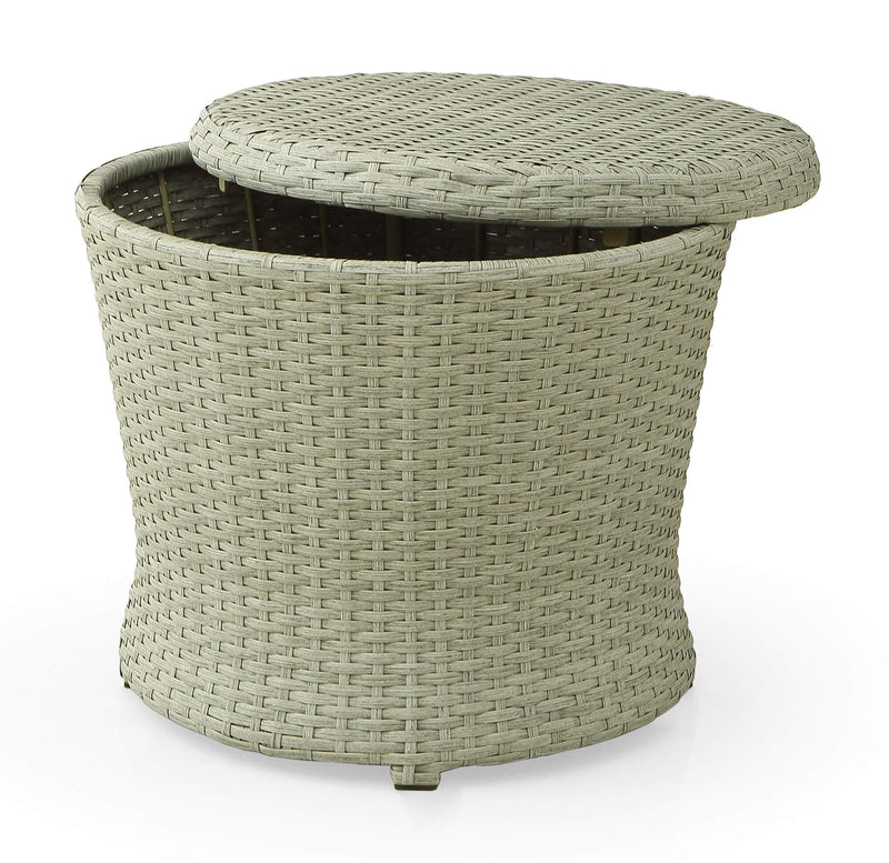 Set Salotto da Giardino Tavolino 2 Poltrone e 2 Poggiapiedi in Rattan Kraus Vasari Beige-3