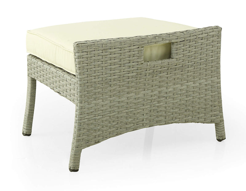 Set Salotto da Giardino Tavolino 2 Poltrone e 2 Poggiapiedi in Rattan Kraus Vasari Beige-5