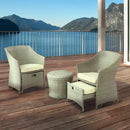 Set Salotto da Giardino Tavolino 2 Poltrone e 2 Poggiapiedi in Rattan Kraus Vasari Beige-9