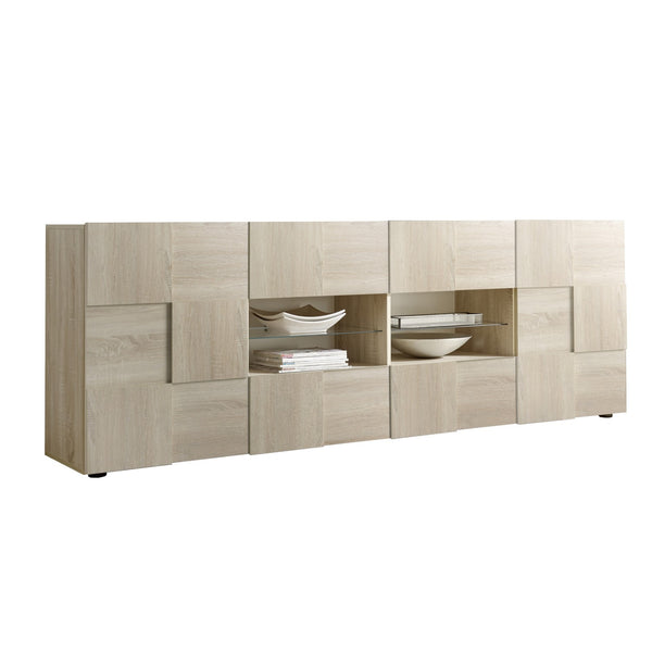 Buffet 2 Portes 4 Tiroirs 240x42x84 cm en Bois TFT Damiers Chêne Samoa acquista