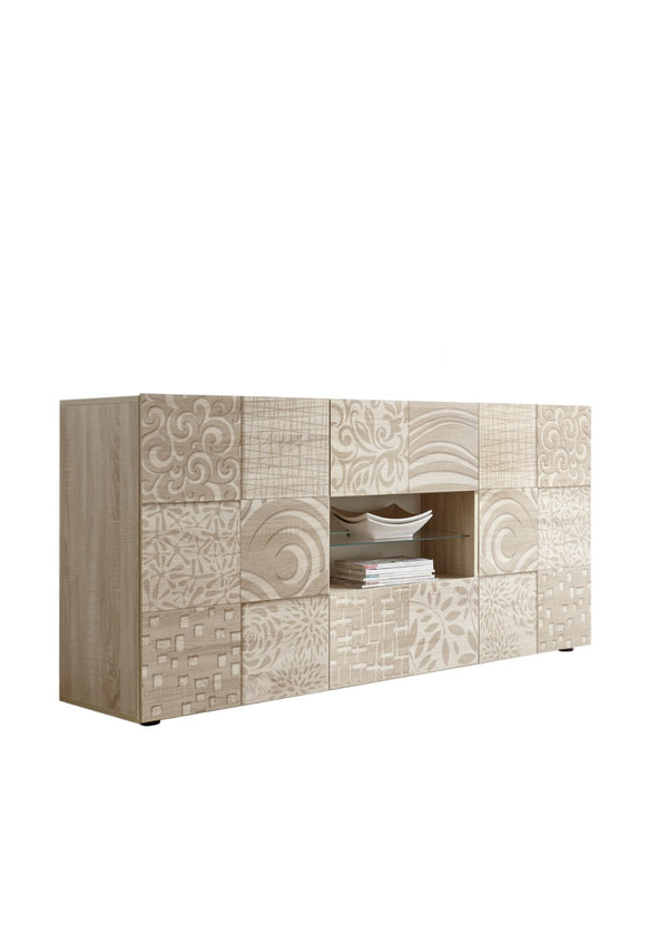 Buffet 2 Portes 2 Tiroirs 180x42x84 cm en Bois TFT Fleur de Chêne Samoa sconto