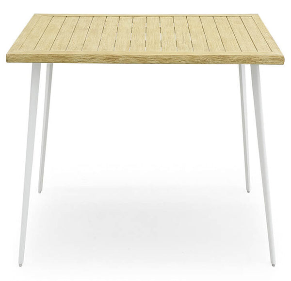 prezzo Table de jardin 90x90x75 cm en Kraus Leonardo acier blanc et effet bois