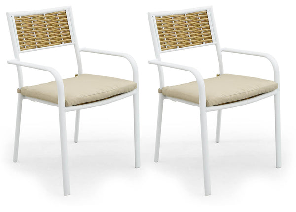 Ensemble de 2 chaises de jardin en aluminium blanc Kraus Leonardo avec accoudoirs sconto