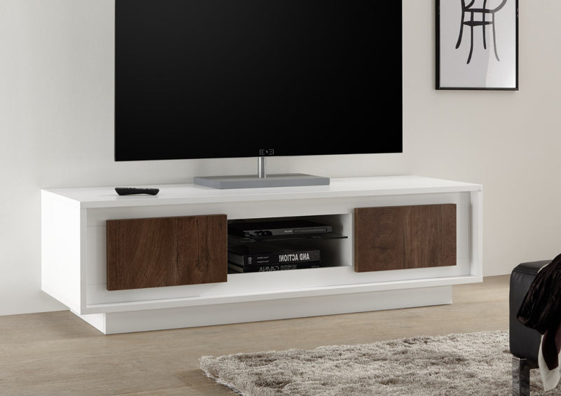 Mobile Porta TV 2 Ante 156x50x45 cm in Legno TFT Frame Bianco e Rovere-2