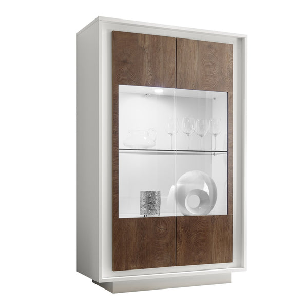 acquista Vitrine 2 Portes 106x50x171 cm avec Cadre TFT Blanc et Bois de Chêne