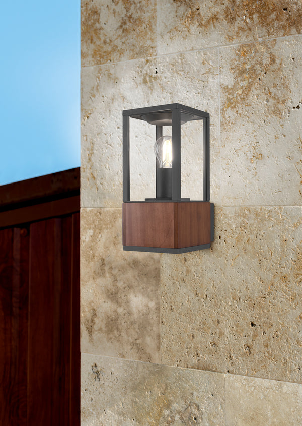 Applique murale LED d'extérieur en bois naturel sconto