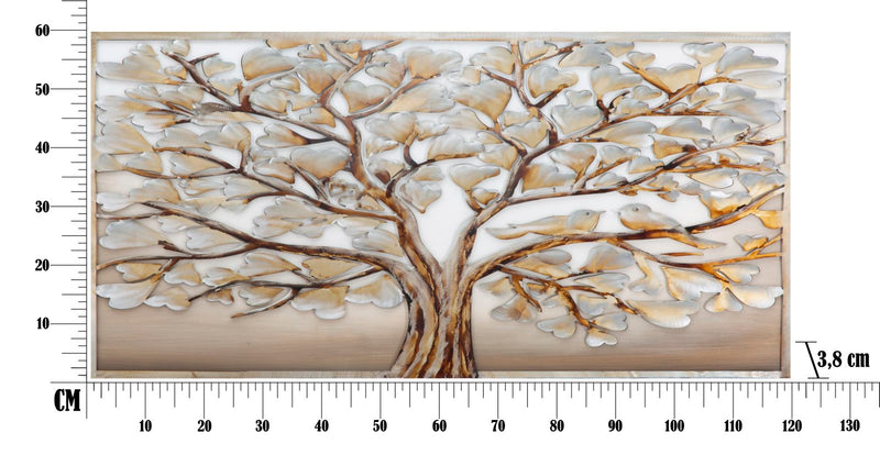 Dipinto Alluminio Albero 120x3,8x60 cm in Legno di Pino Metallo e Canvas-9