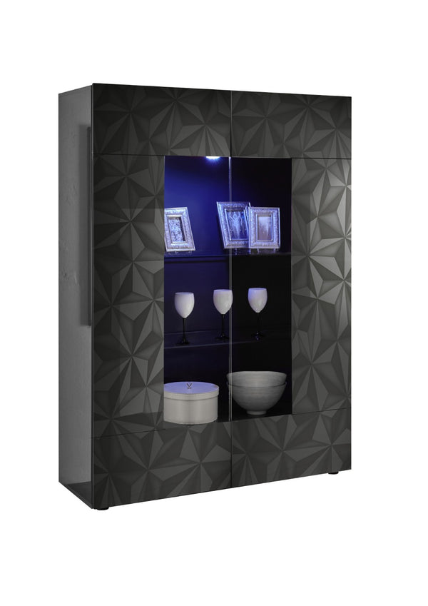 online Vitrine Vitrine 2 Portes 120x42x166 cm en Bois TFT Prague Noir Poli