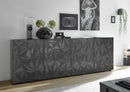 Mobile Buffet 4 Ante 241x42x84 cm in Legno TFT Praga Nero Lucido-2