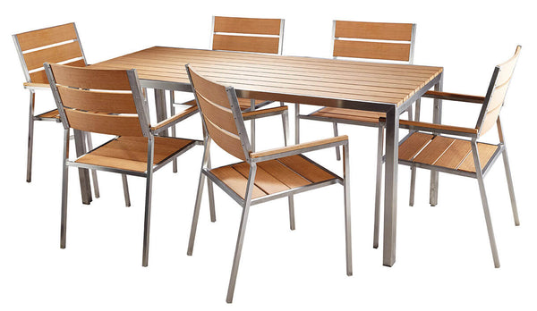 Ensemble de table et 6 chaises de jardin en acier et bois Sumpar Kraus Donatello online