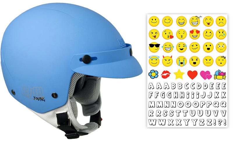 Casco Demi-Jet per Bambini con Frontino CGM Cuba Smile 204S Azzurro Opaco -1