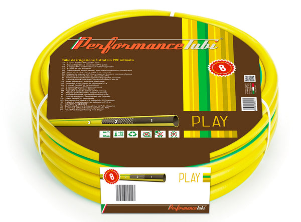 acquista Tubo da Giardino per Irrigazione 3 Strati in PVC Retinato Play Giallo Varie Misure