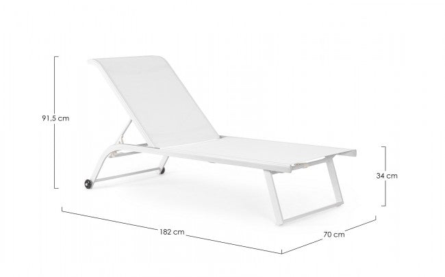 Set 2 Lettini Prendisole da Giardino 70x182x91,5h cm con Ruote Taylor Bianco -3