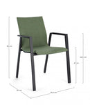 Set 4 Sedie da Giardino 55,5x60x83h cm con Braccioli Odeon Antracite Olive -3