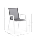 Set 4 Sedie da Giardino 56x61,5x88h cm con Braccioli Krion Bianco-3