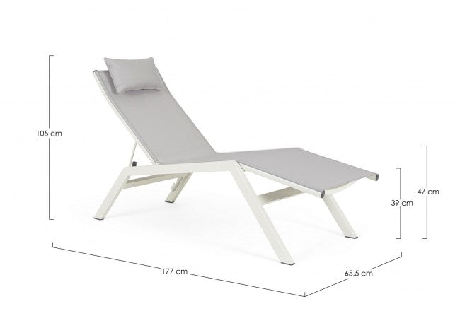 Lettino Chaise Longue da Giardino 65,5x177x105h cm con Cuscino Poggiatesta Krion Lunar -2