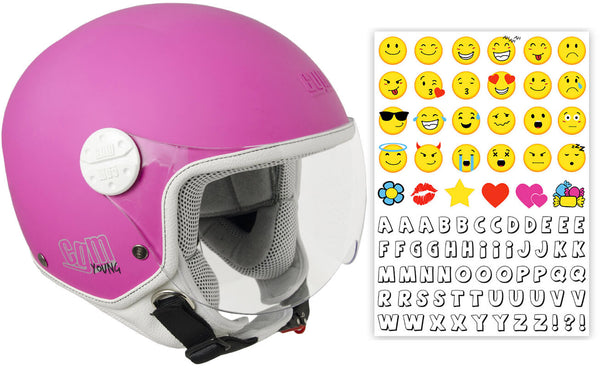 online Casque Demi-Jet Enfant CGM Havana Smile 205S Visière Opaque Fuchsia Forme