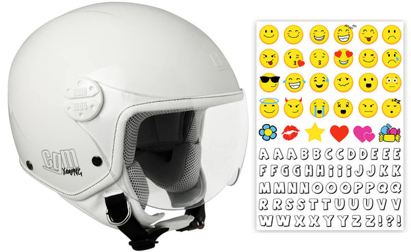 Casque Demi-Jet Enfant CGM Havana Smile 205S Visière Contour Blanc prezzo