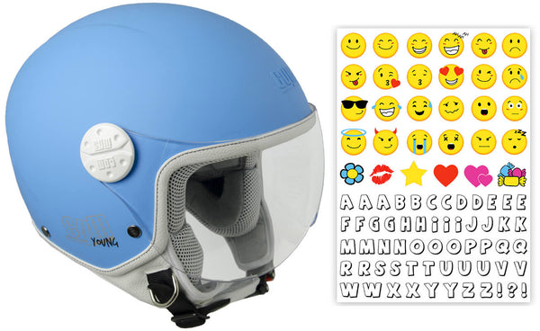 Casque Demi-Jet Enfant CGM Havana Smile 205S Visière Contourée Bleu Clair Opaque sconto