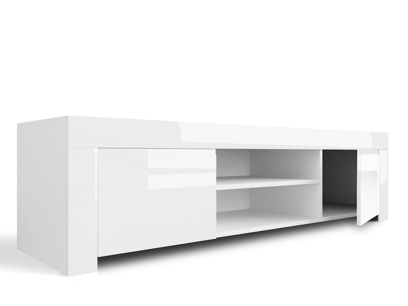 Mobile TV 2 Porte e 2 Ripiani Aperti 190x50x45cm TFT  Amber Bianco Lucido-2