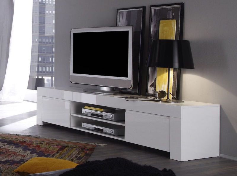 Mobile TV 2 Porte e 2 Ripiani Aperti 190x50x45cm TFT  Amber Bianco Lucido-3