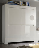 Mobile Alto 4 Porte e 4 Ripiani 118,5x50x140cm TFT  Amber Bianco Lucido-3