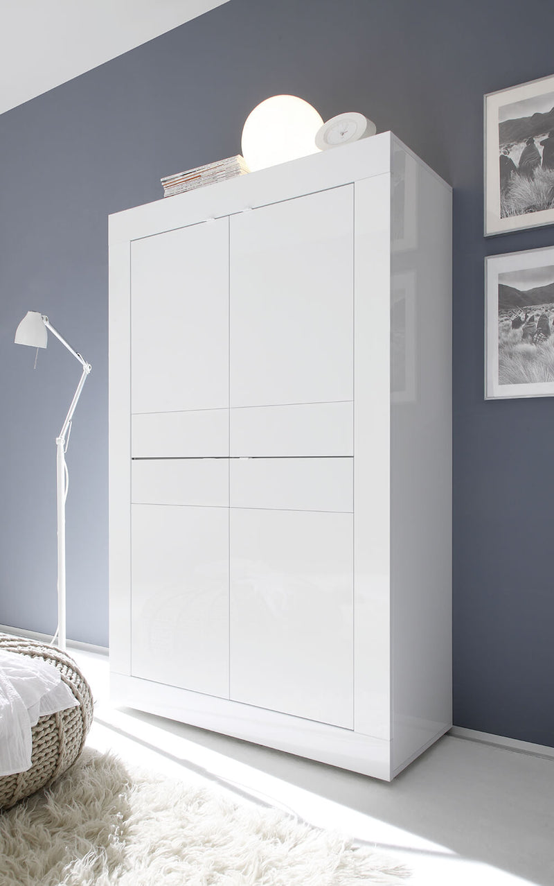 Mobile Alto da Salotto 4 Porte 102x43x162cm TFT  Basic Bianco Lucido-1