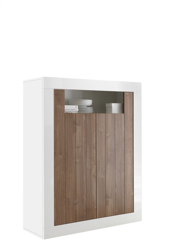 Buffet 2 Portes 110x42x144 cm en Bois TFT Blanc Lipari et Noyer sconto