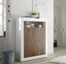 Mobile Buffet 2 Ante 110x42x144 cm in Legno TFT Lipari Bianco e Noce-2