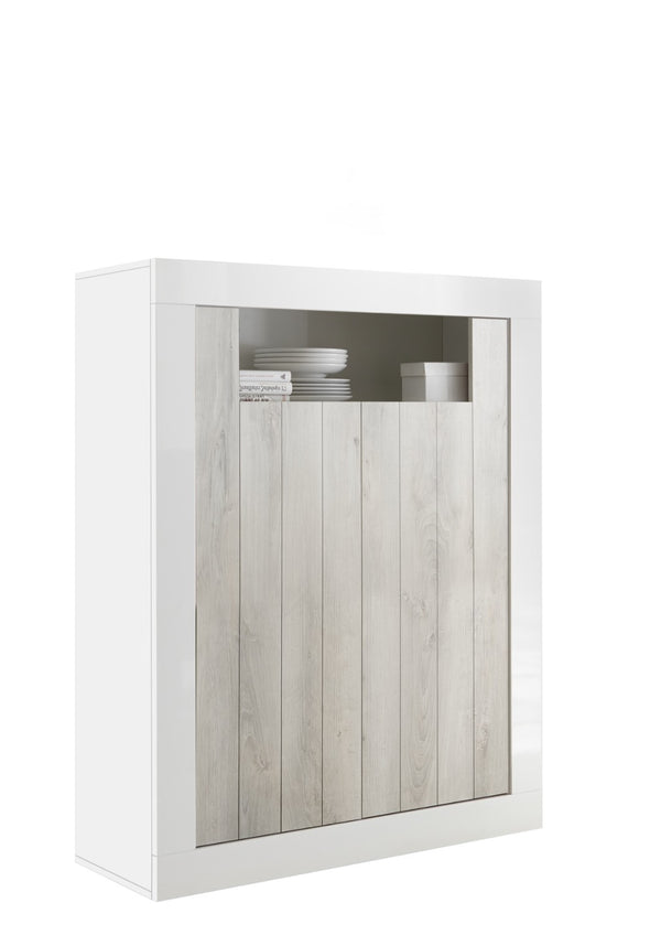 Buffet 2 Portes 110x42x144 cm en Bois TFT Blanc Lipari et Pin acquista