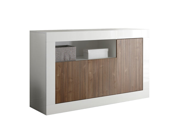 Buffet 3 Portes 138x42x86 cm en Bois TFT Blanc Lipari et Noyer acquista