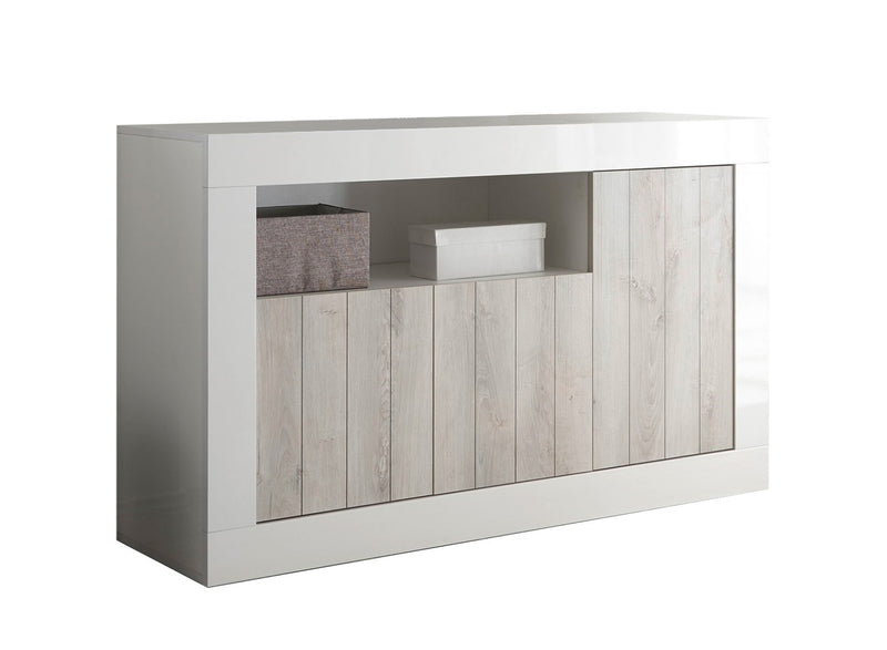 Mobile Buffet 3 Ante 138x42x86 cm in Legno TFT Lipari Bianco e Pino-1