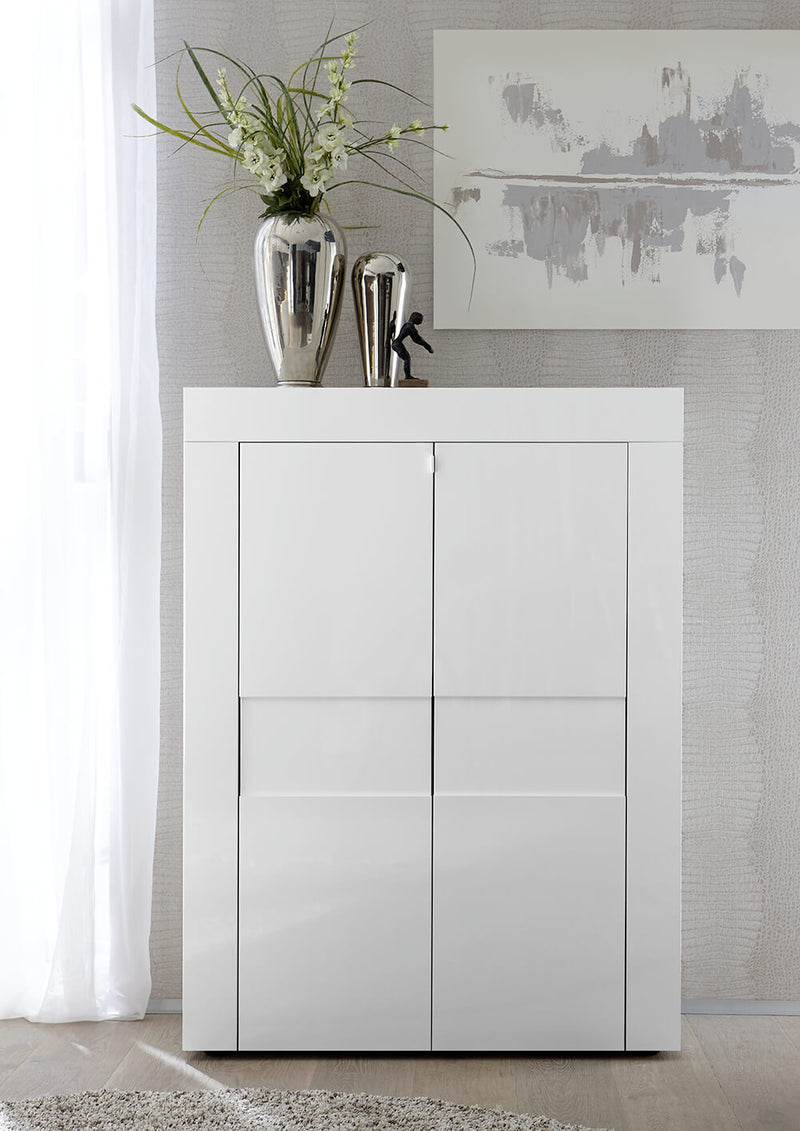 Mobile Alto da Salotto 2 Porte 92x42x125cm TFT  Build Bianco Lucido-1