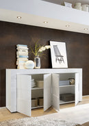 Credenza Mobile da Salotto 4 Porte 181x42x84cm TFT  Build Bianco Lucido-3