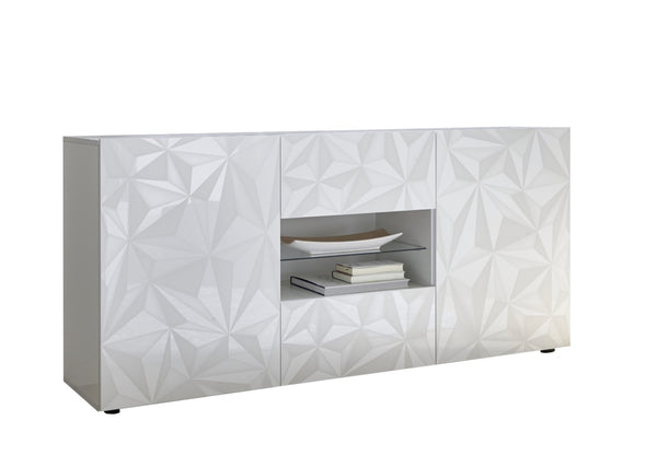 Buffet 2 Portes 2 Tiroirs 180x42x84 cm en Bois TFT Prague Blanc Poli prezzo