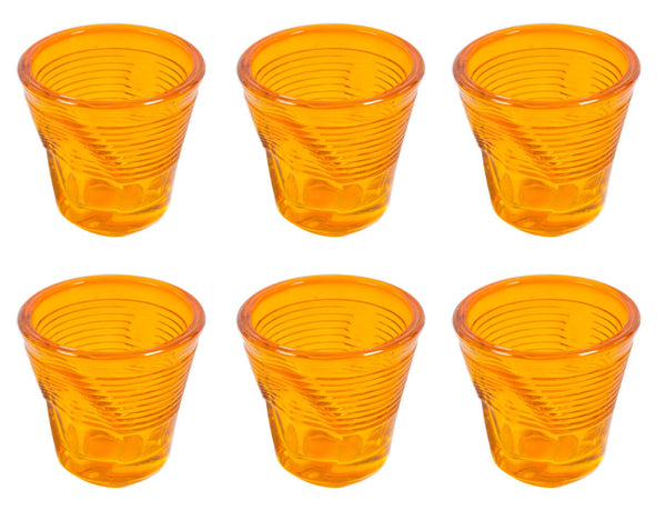 prezzo Set 6 Tasses Espresso Froissé Ø6,5 cm en Verre Pressé Kaleidos Orange