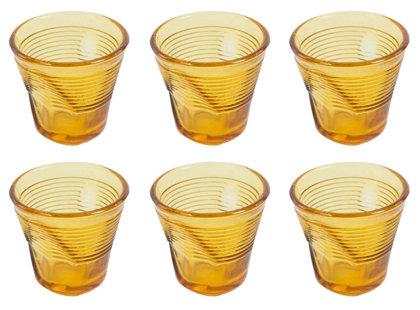 acquista Set 6 Tasses Espresso Froissé Ø6,5 cm en Verre Pressé Miel Kaleidos