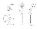 Kit Doccino e Miscelatore per Doccia in Ottone da Parete Bonussi Memphis Cromato-4