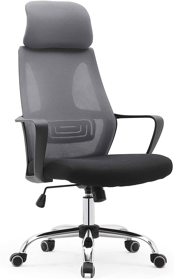 acquista Chaise de bureau de direction 63x62x117 cm en tissu résille noir et gris