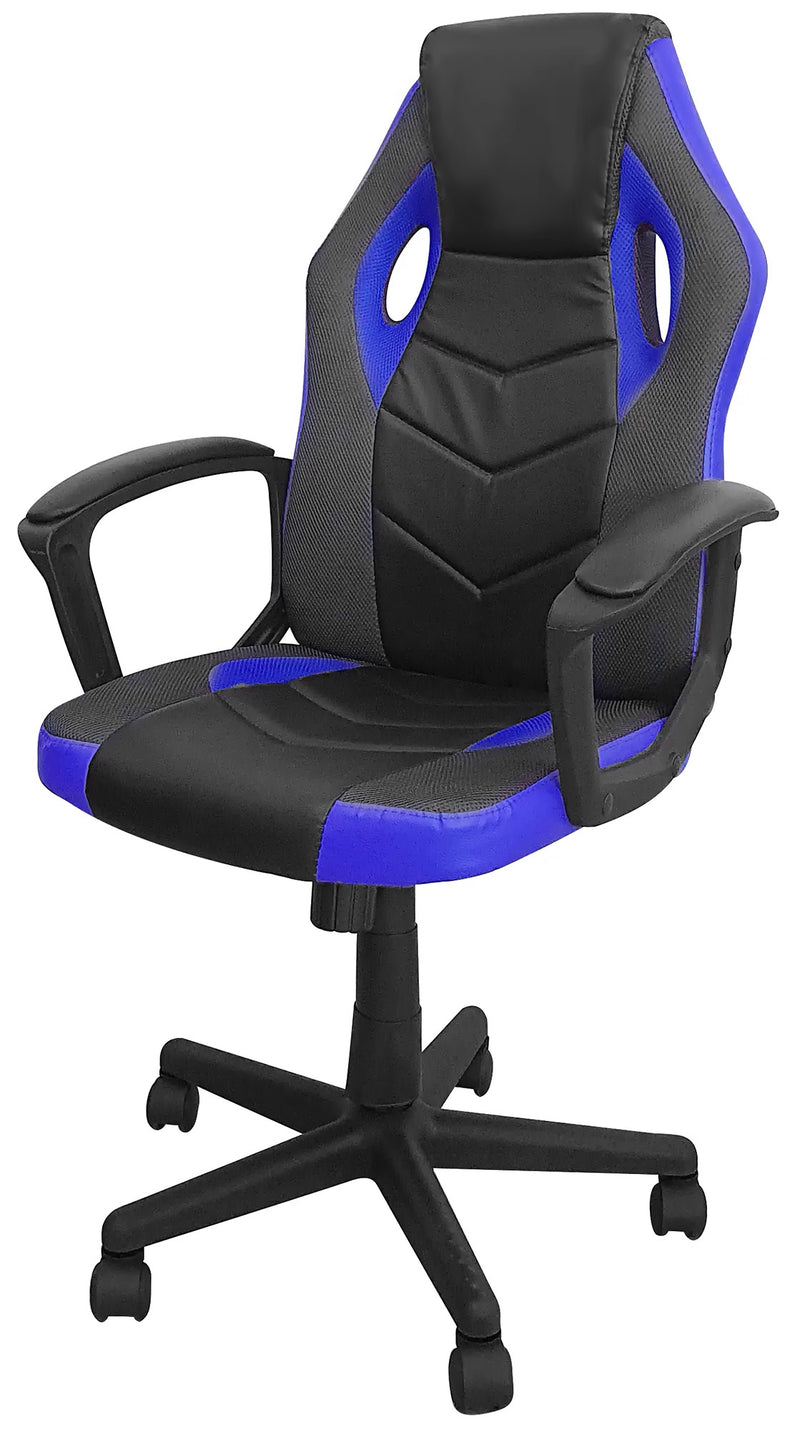 Sedia da Gaming 54x62x104/112 cm in Similpelle Nera e Blu-1