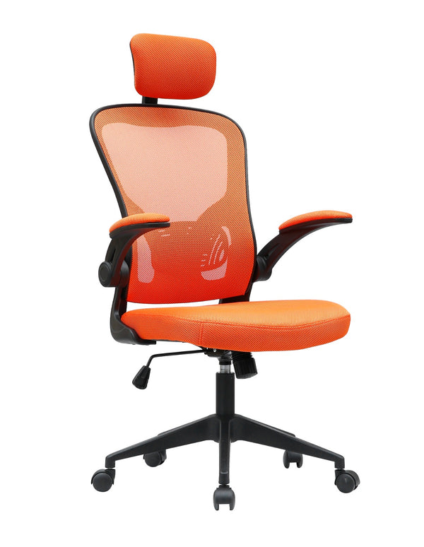 Chaise de bureau de direction 63x62x117 cm en tissu résille orange sconto